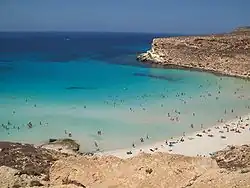 Plage de l'île des  Conigli à Lampedusa.