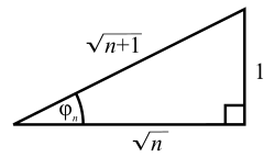 triangle rectangle dont l'hypoténuse mesure racine carrée de n+1, et les côtés adjacents à l'angle droit racine carrée de n et 1
