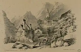 Saint Aventin vers 1840, par Eugène de Malbos.