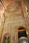 Fresque romane du chœur de la chapelle Saint-Georges. Othon de Bamberg est représenté en bas, au centre.