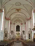 Collégiale baroque, vue intérieure de la nef.