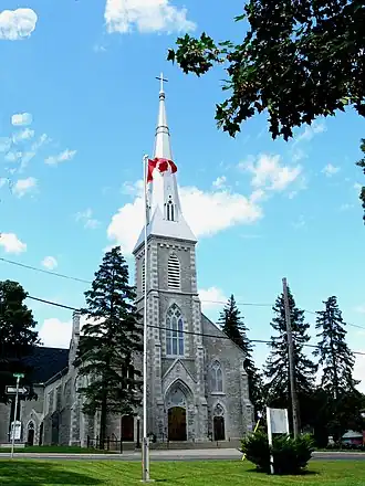Cathédrale St Peter-In-Chains, depuis la pelouse des Chevaliers de Colomb, Conseil 798 316 Hunter Street West, Peterborough.