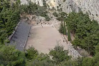 Le stade de Delphes, servant pour les jeux pythiques.