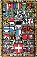 Représentation des armoiries (y compris les demi-cantons) telles qu'elles se présentaient en 1912.