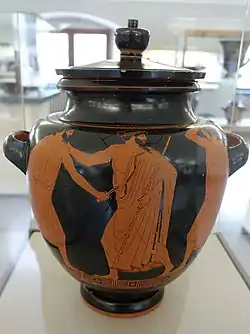 Aristogiton tue Hyparque. Stamnos attique du peintre de Syriskos, 475-470