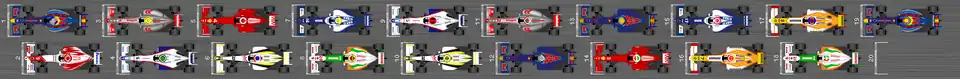 Schéma de la grille de départ du Grand Prix du Japon 2009