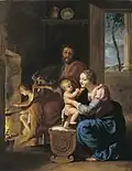 Jacques Stella, La Sainte famille, après 1650, peinture à l'huile sur cuivre, 45x35cm, Toulouse, musée des Augustins.