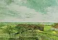 La ferme Torshaug à Vang, vue du premier étage vers la grange. (1860)
