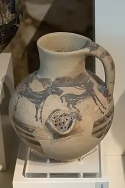 Cruche à passoire avec bovidés, Midea, 1250-1200 av. J.-C.
