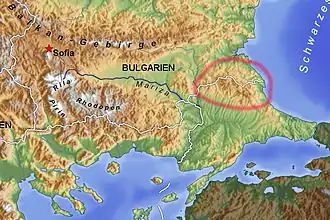 Carte de localisation de la Strandja