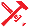 Le marteau et l'épée utilisés par les adeptes du strasserisme.