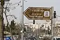 Panneau touristique de rue (trilingue) pour le musée Herzl, Jérusalem.