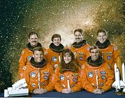 Ronald Parise, Stephen Oswald, Wendy Lawrence, Tamara Jernigan, John Grunsfeld, William Gregory et Samuel Durrance