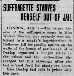 Article sur la grève de la faim, 10 juillet 1909, Arizona Silver Belt.