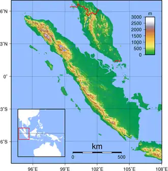 Topographie de Sumatra.