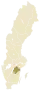 Carte représentant la province d'Östergötland au sein de la Suède, au sud-est du pays.