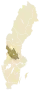 Carte représentant la province de Dalécarlie au sein de la Suède, au centre-ouest du pays.