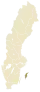 Carte représentant la province de Gotland au sein de la Suède, au sud-est du pays.