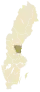 Carte représentant la province de Hälsingland au sein de la Suède, au nord-est du pays.