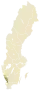 Carte représentant la province de Halland au sein de la Suède, au sud-ouest du pays.