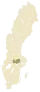 Carte représentant la province de Västmanland au sein de la Suède, au centre-est du pays.