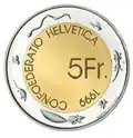 Revers de la pièce de CHF 5.-