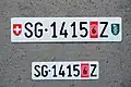 Plaques de douane arrière et avant saint-galloises.