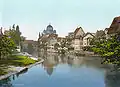 Vue de Nuremberg avec la synagogue. Carte postale vers 1900