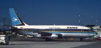 HC-BIG, l'appareil impliqué dans l'accident, photographié en mai 1981 à l'aéroport Boeing-Comté de King, quelques mois avant sa livraison à TAME.