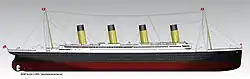 Représentation du profil droit du Titanic.