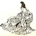 Atsumori dans un ukiyo-e par Kikuchi Yōsai.