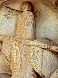Détail de la statue équestre : tête de Khosro II