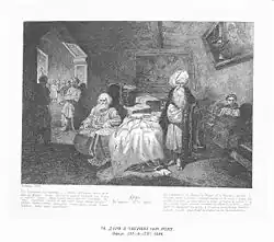 Dans l'Ukraine pittoresque, texte sous l'image : "Des ambassadeurs de Turquie, de Pologne, de Moscovie vinrent à Tchygrine chercher l'allégeance de l'hetman Bogdan et du peuple ukrainien, peuple libre et puissant. Le sultan, outre l'or envoya à BOgdan, un cafetant de velours cramoisi doublé d'hermine, un bâton de Hetman et un sabre...mais le conseil des représentants du peuple, à l’exception du valeureux chevalier Bohun accepta uniquement la proposition du tzar de Moscovie se référant à Ivan et Bogdan Khmelnitski.