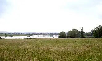 Presqu'île de Tarquimpol vue de la berge de Lindre-Basse.