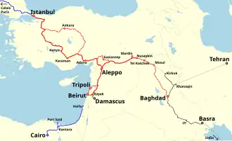 Le trajet du Taurus Express en 1930.