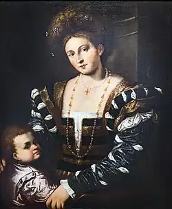 Demoiselle de qualité avec un enfant, Teatro Olimpico Vicence.