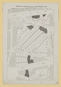 Plan des terrains à vendre en 1869.