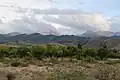 Les monts Teskey Ala-Too vus de la plage d'Ak Terek