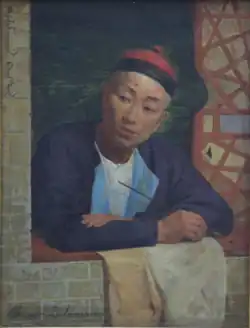 Mandarin à la pipe à opium.