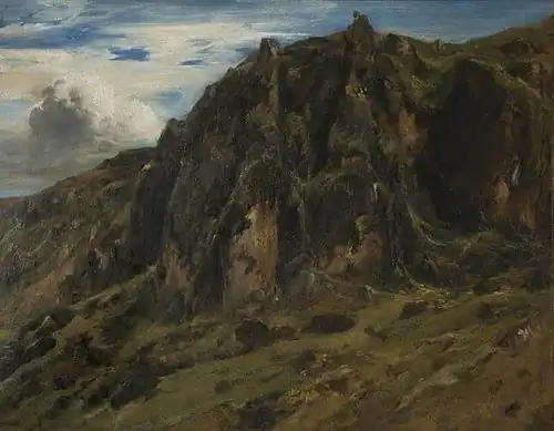 Landscape in the Auvergne, conservé au Barber Institute of Fine Arts vraisemblablement les aiguilles de brèche volcanique à l'entrée du Falgoux.