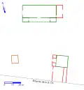 Plan montrant, par un jeu de couleurs, les phases de construction d'en édifice.