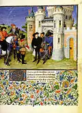 La position des personnages et leur regard dans la Théséide de Vienne, f.64.