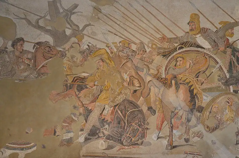 La « mosaïque d'Alexandre », Pompéi, copie d'une peinture hellénistique, musée archéologique national de Naples.