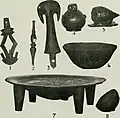 Un service de vaisselle incluant une « fourchette de cannibales » dans le magazine Natural History&nbsp;(en) en 1909.