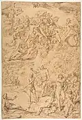 Le Baptême du Christ (dessin, 1683), 46 x 31 cm (New York, MET).