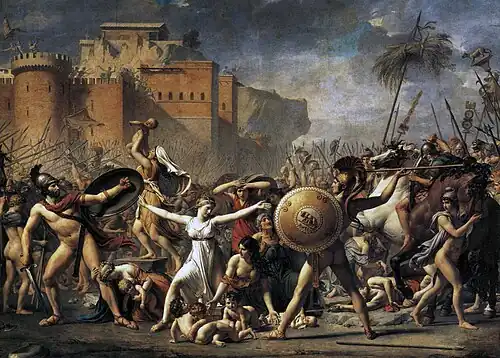 Tableau montrant les Sabines mettant fin au combat
