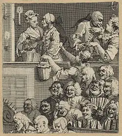 galerie de caricatures d'un auditoire en gros plan riant aux éclats ou en coin,&nbsp;etc. dans un théâtre