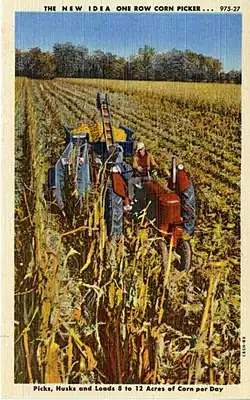 Corn-picker un rang NEW IDEA, 1949.