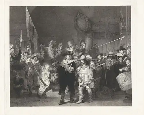 Johann Wilhelm Kaiser, La Ronde de Nuit, 1864, eau-forte, 58,2&nbsp;×&nbsp;67,7&nbsp;cm.