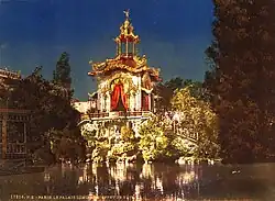 Représentation des effets de nuit au Palais Lumineux, attraction de l'exposition de Paris en 1900.
